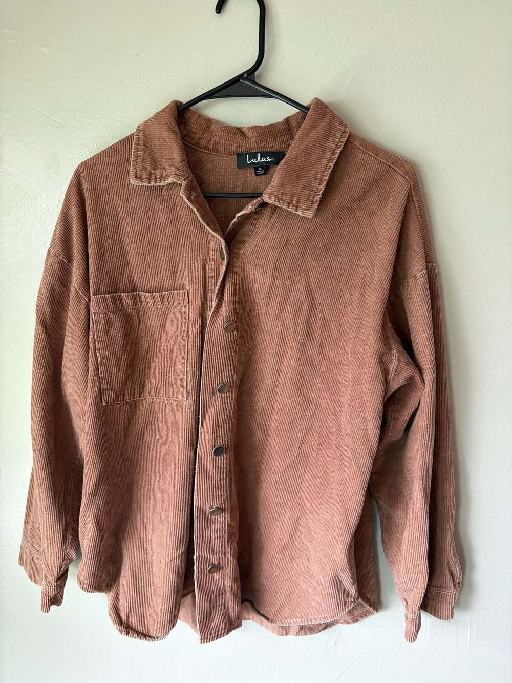 Lulus Women's Brown Corduroy Oversized Button-Down Shirt